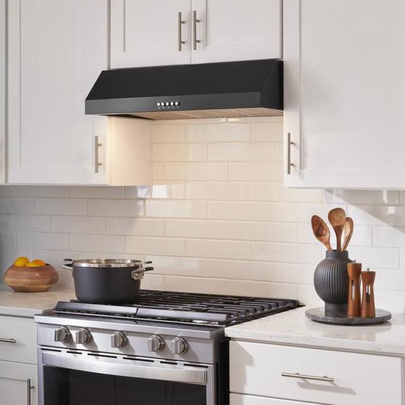 30 in. 500CFM Convertible Under Cabinet Range Hood in Black with LED Lights T788