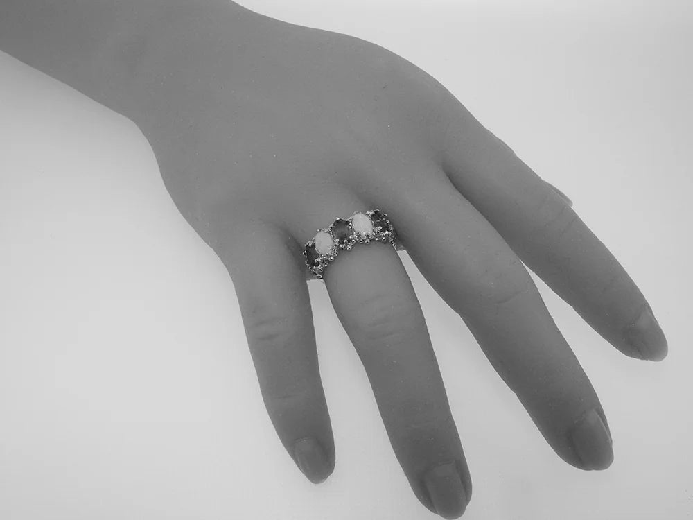 10k Yellow Gold Ruby Opal Eternity Ring G9463