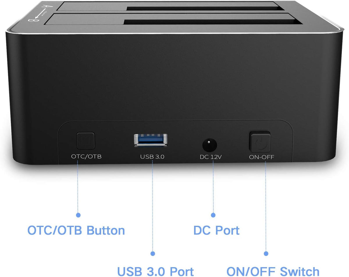 SATA to USB 3.0 Dual Bay Hard Drive Dock with SD TF Card Reader and Offline Clone Function W753847