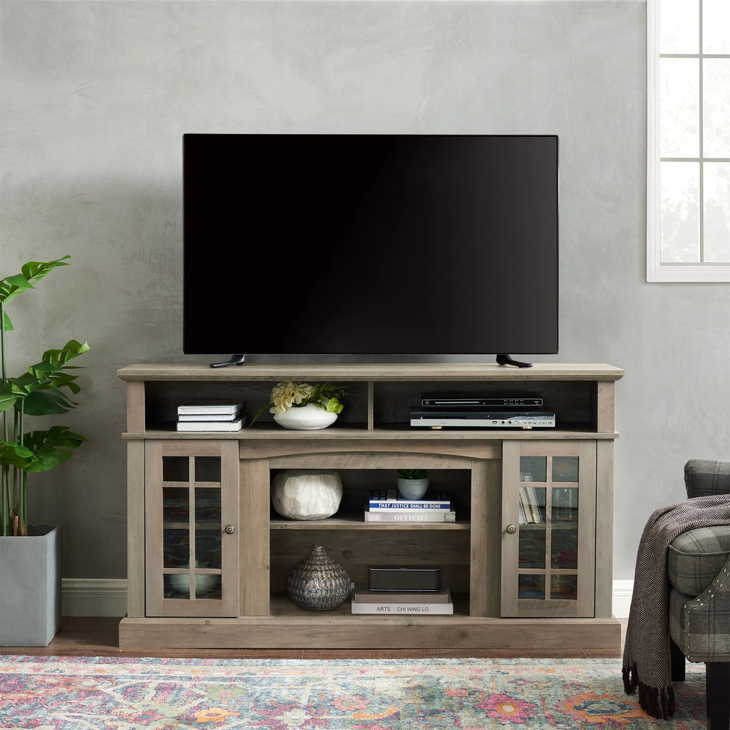 Gray Wash TV Stand with Storage and Cabinet J52062