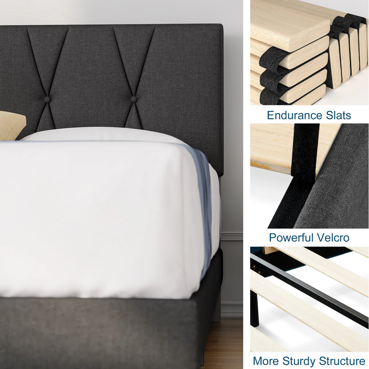 Full Size Platform Bed with Upholstered Headboard C7776