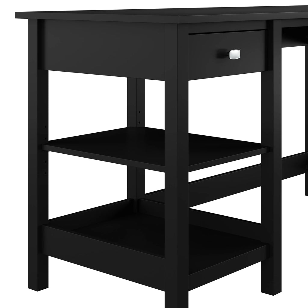 54W Computer Desk with Shelves in Classic Black Z72343