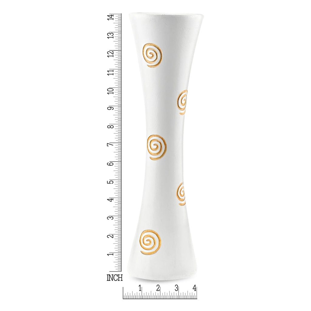White Carved Spiral Mango Wood Flower Vase L433