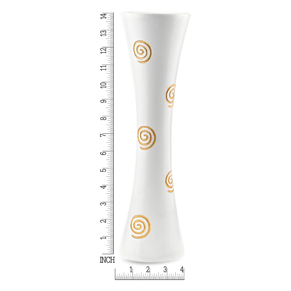 White Carved Spiral Mango Wood Flower Vase L433