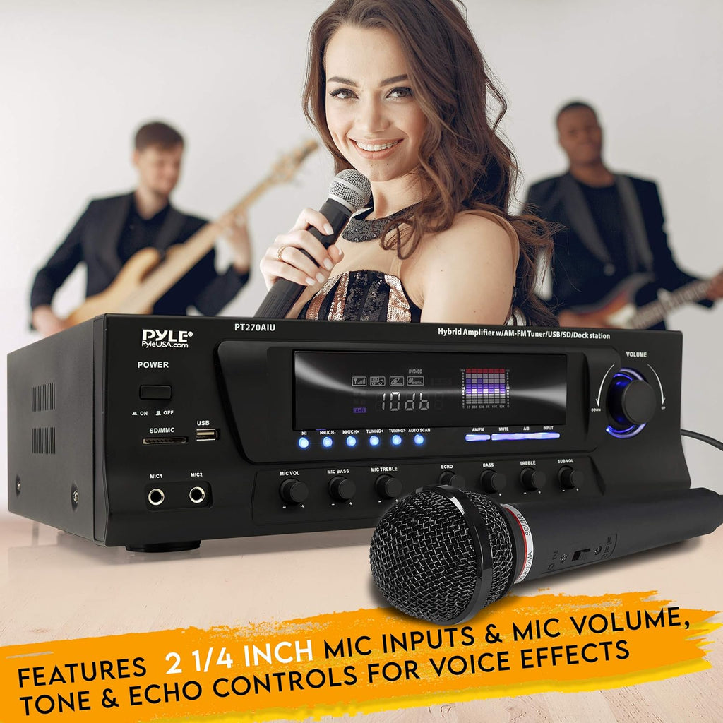 300W Digital Stereo Receiver System with AM/FM Tuner, USB/SD MP3 Player, Subwoofer Control, A/B Speaker, iPod/MP3 Input, Karaoke, Cable & Remote Sensor I623985