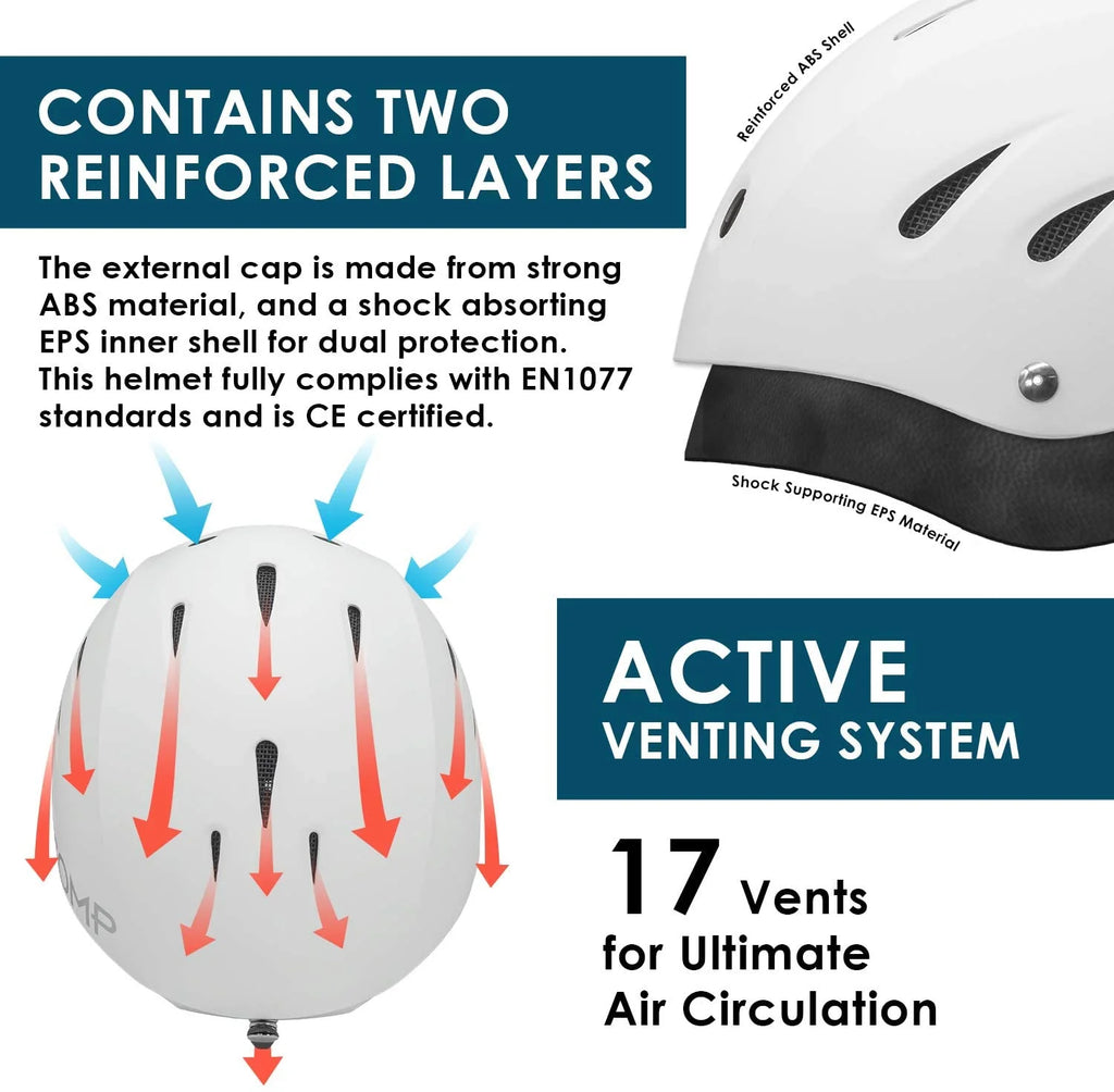 Matte White Ski Helmet with Build-In Ear Pads O692