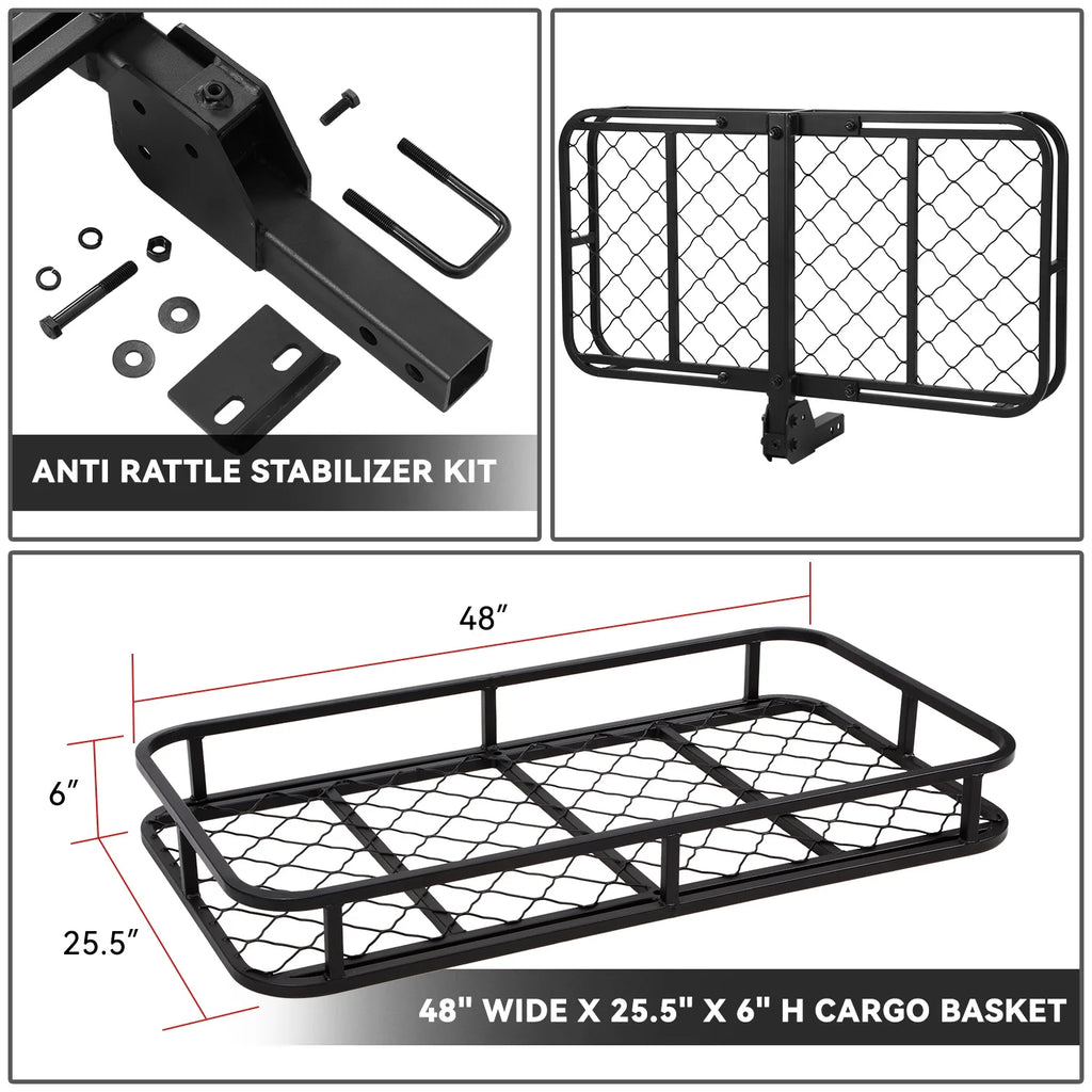 Foldable Rear Cargo Carrier Basket for 2" Receiver Tow Hitch E6822