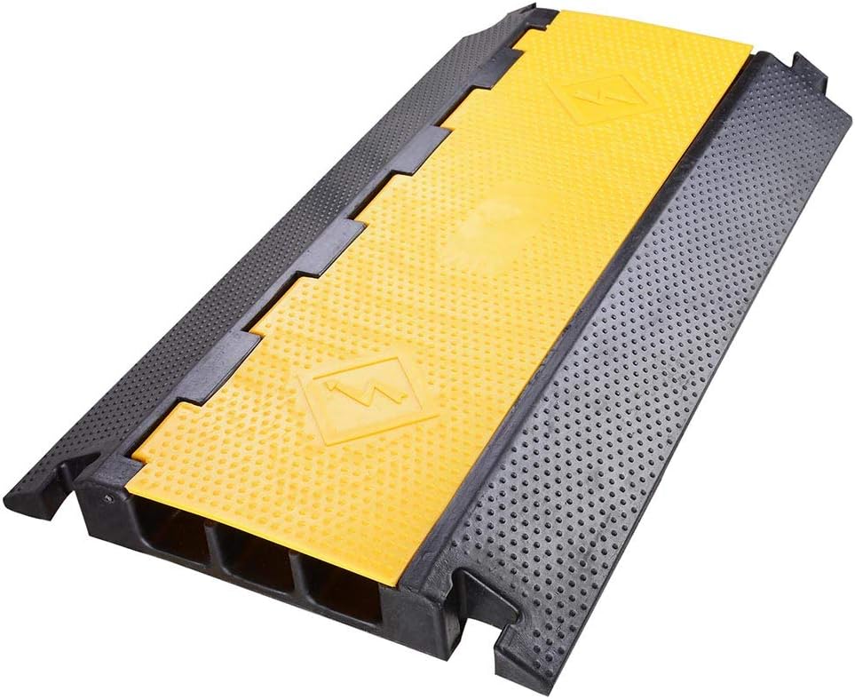 3 Channel Rubber Cable Ramp Cover Cord Protector Driveway Speed Bumps 88000 Lbs Pack of 2 F37723