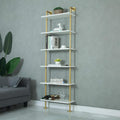 Gold 6-Tiers Wood Ladder Shelf Bookcase Q393277