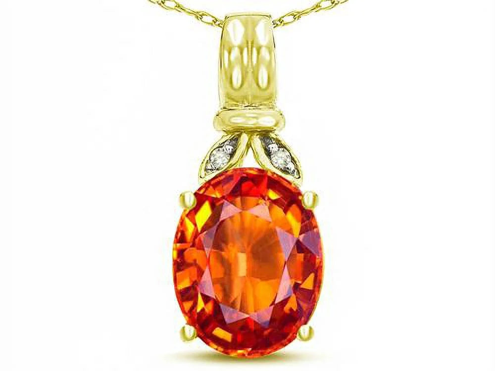 Oval 10x8 Simulated Orange Fire Opal Pendant Necklace X174