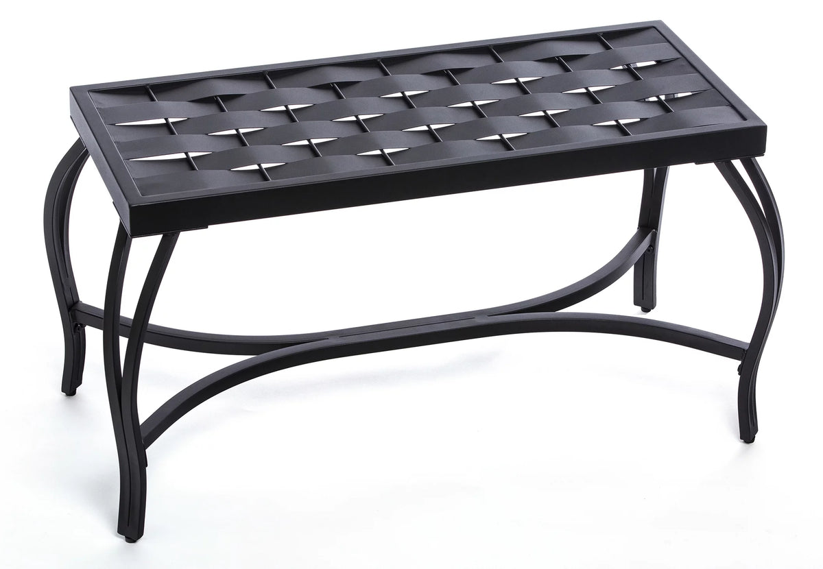 Charcoal Black Metal Weave Bench I713