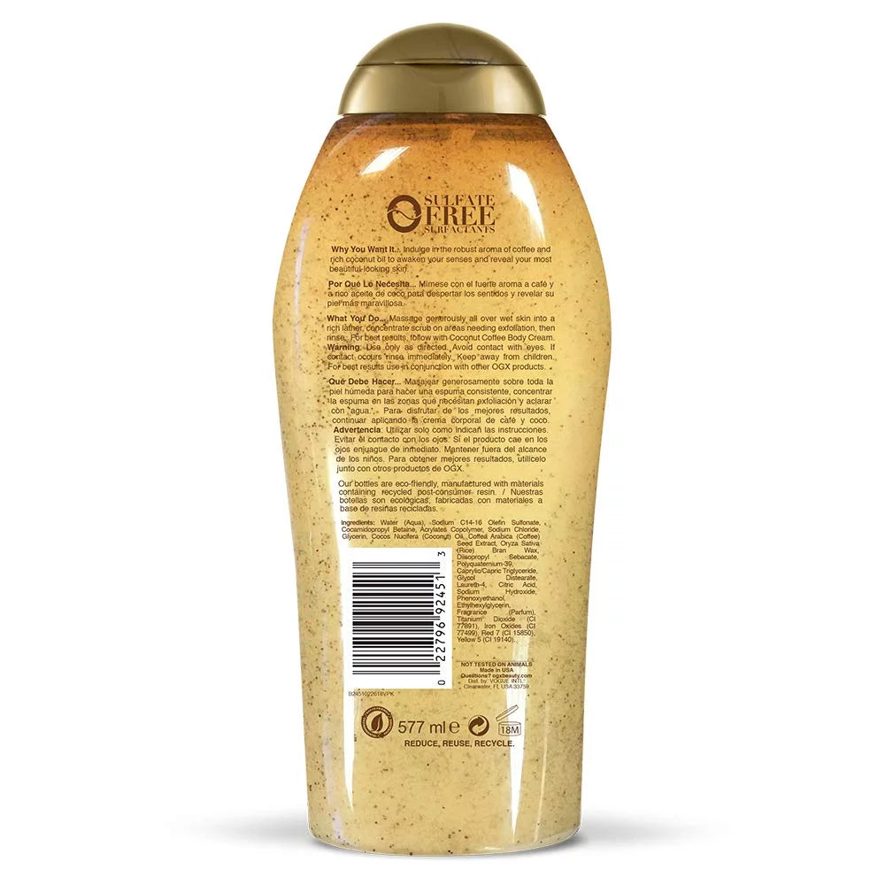 Coconut Coffee Body Scrub and Wash 19.5 Oz 6 Pack C229462