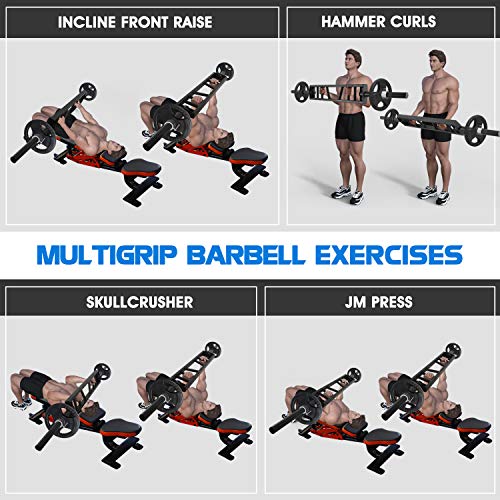 Multi Grip Barbell & Cable Attachment with 2 Collars D9130