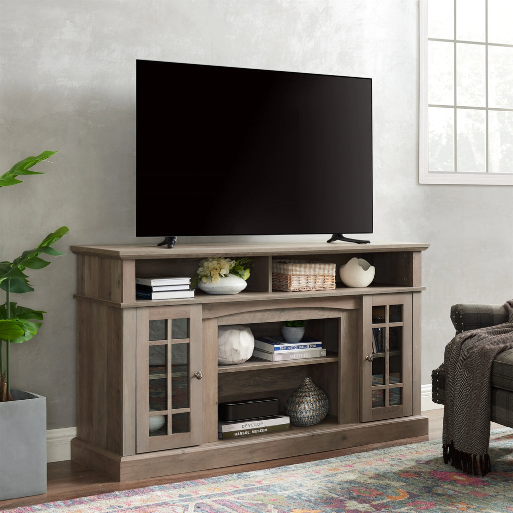 Gray Wash TV Stand with Storage and Cabinet J52062