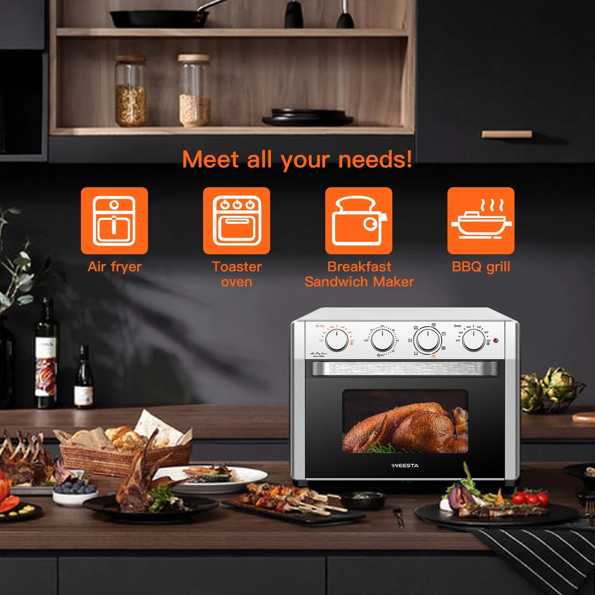 7-In-1 Air Fryer Toaster Convection Oven Combo 24 Quart X3304