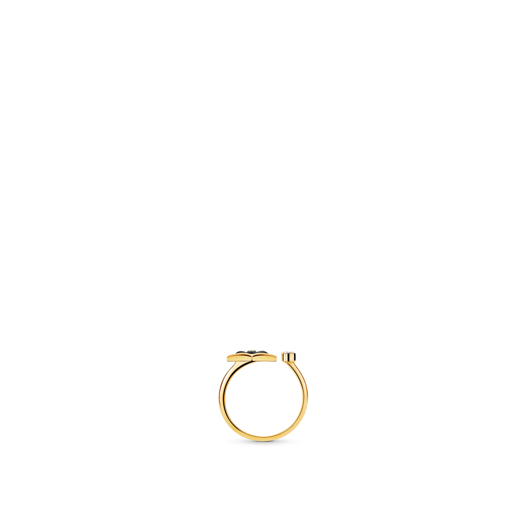 Yellow Gold Onyx Diamonds Ring S8493