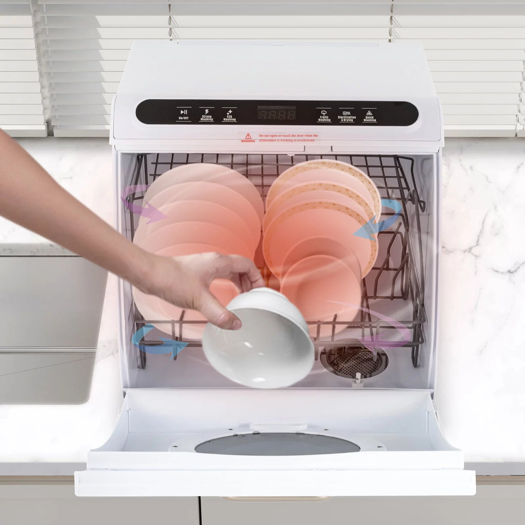 900W White Compact Countertop Dishwasher P712