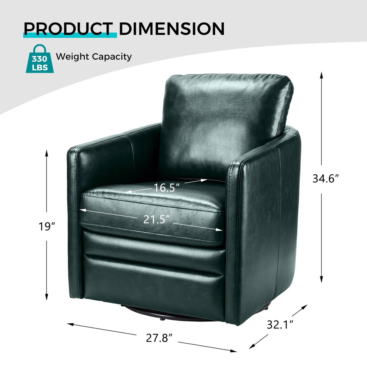 Green Faux Leather Swivel Accent Chair Set of 2 F38815