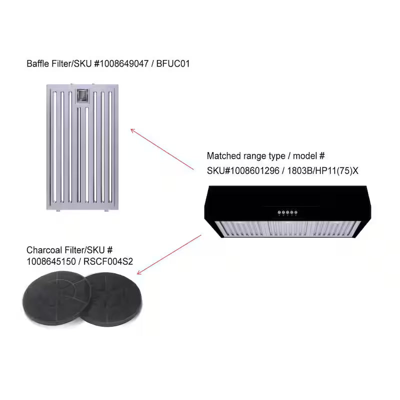 30 in. 500CFM Convertible Under Cabinet Range Hood in Black with LED Lights T788