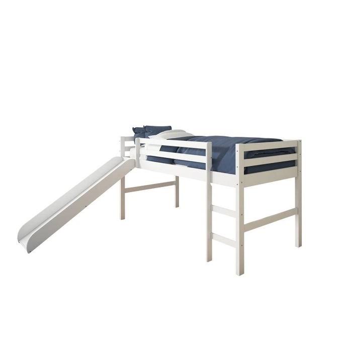 White Twin Loft Bed with Slide O49069