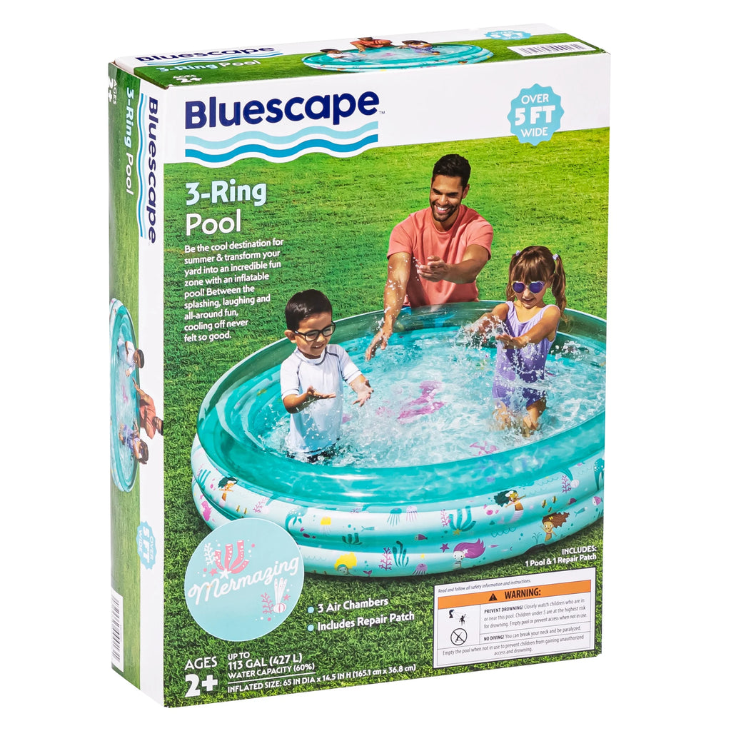 Blue Mermaid 3-Ring Inflatable Swimming Pool M584324