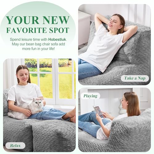 Big Bean Bag Lounger Chair with Memory Foam Filled U322944