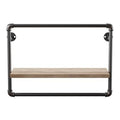 Metal and Wood Floating Shelves, 21 inch x 7.25 inch x 16.25 inch, Black I352