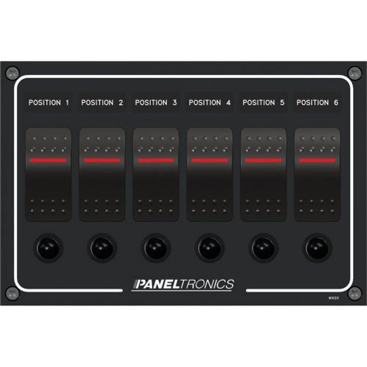 Waterproof Panel with 6-Position Illuminated Rocker Switch and Circuit Breaker J233