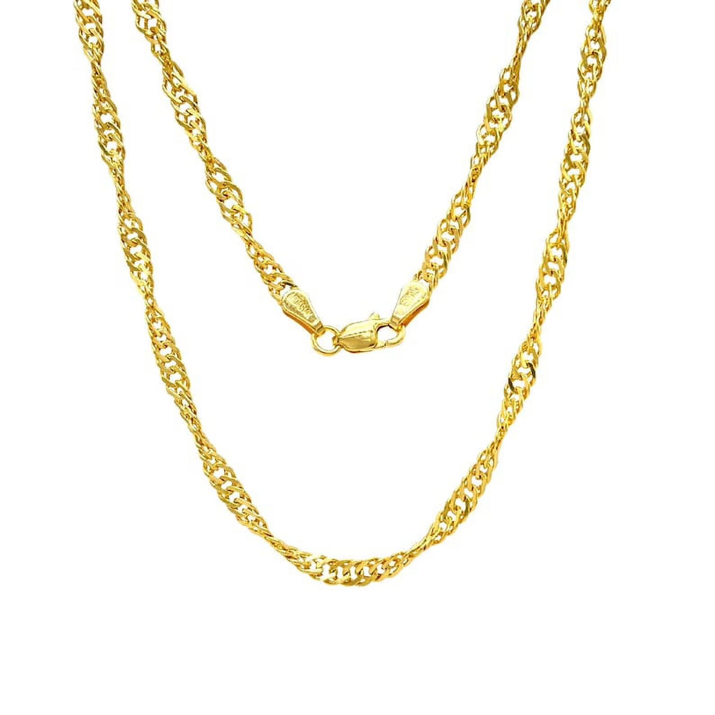 10K Yellow Real Gold Twisted Necklace 16"-24" O180
