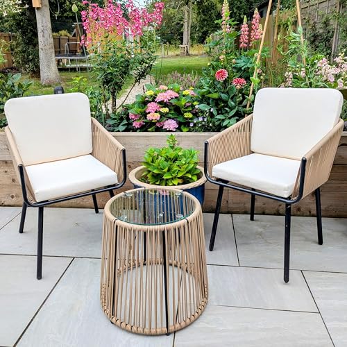 3 Piece PE Wicker Patio Bistro Set with Cushions Y9277