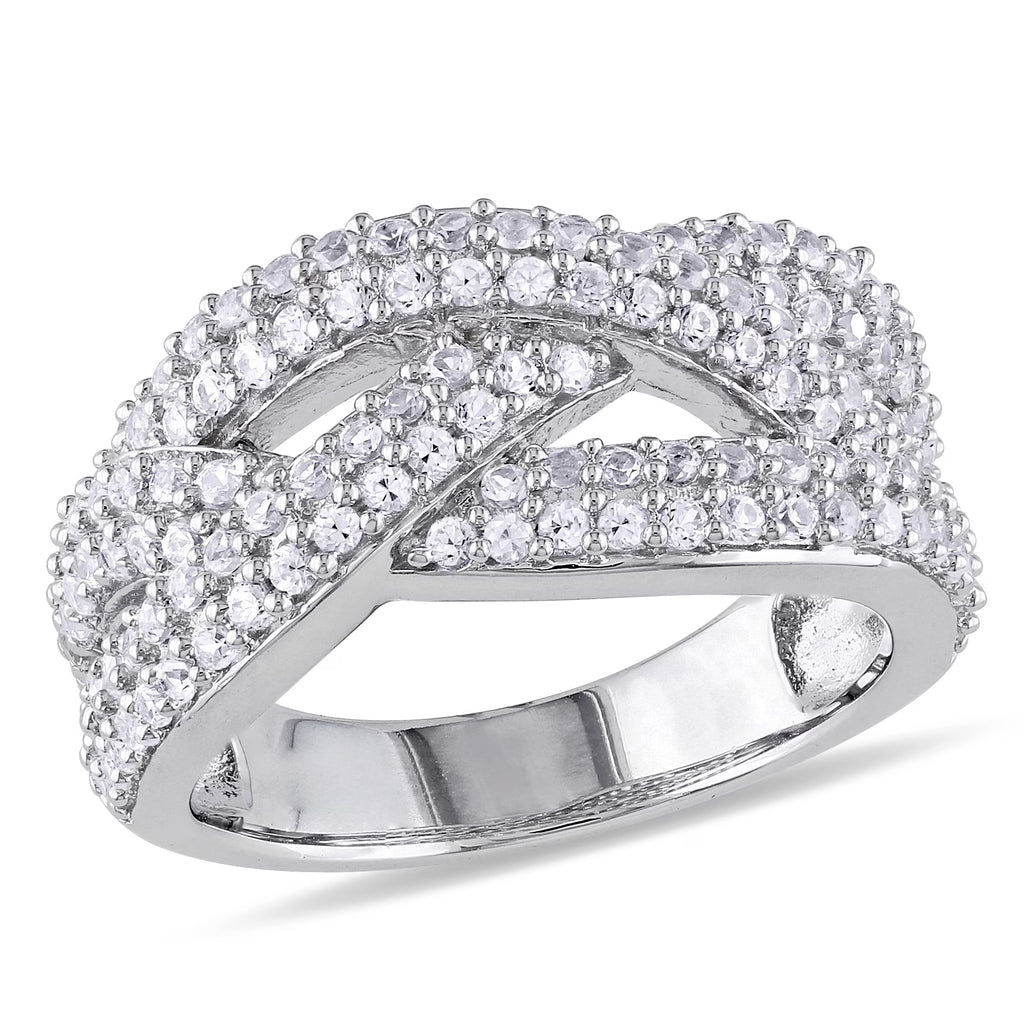 Created White Sapphire Sterling Silver Multi-Row Ring T188