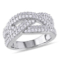 Created White Sapphire Sterling Silver Multi-Row Ring T188