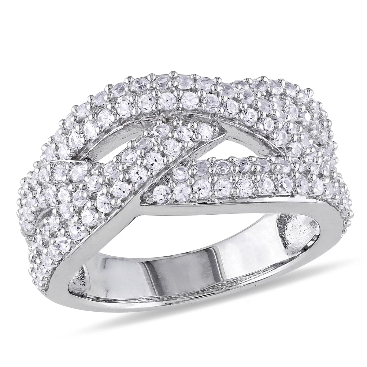 Created White Sapphire Sterling Silver Multi-Row Ring T188