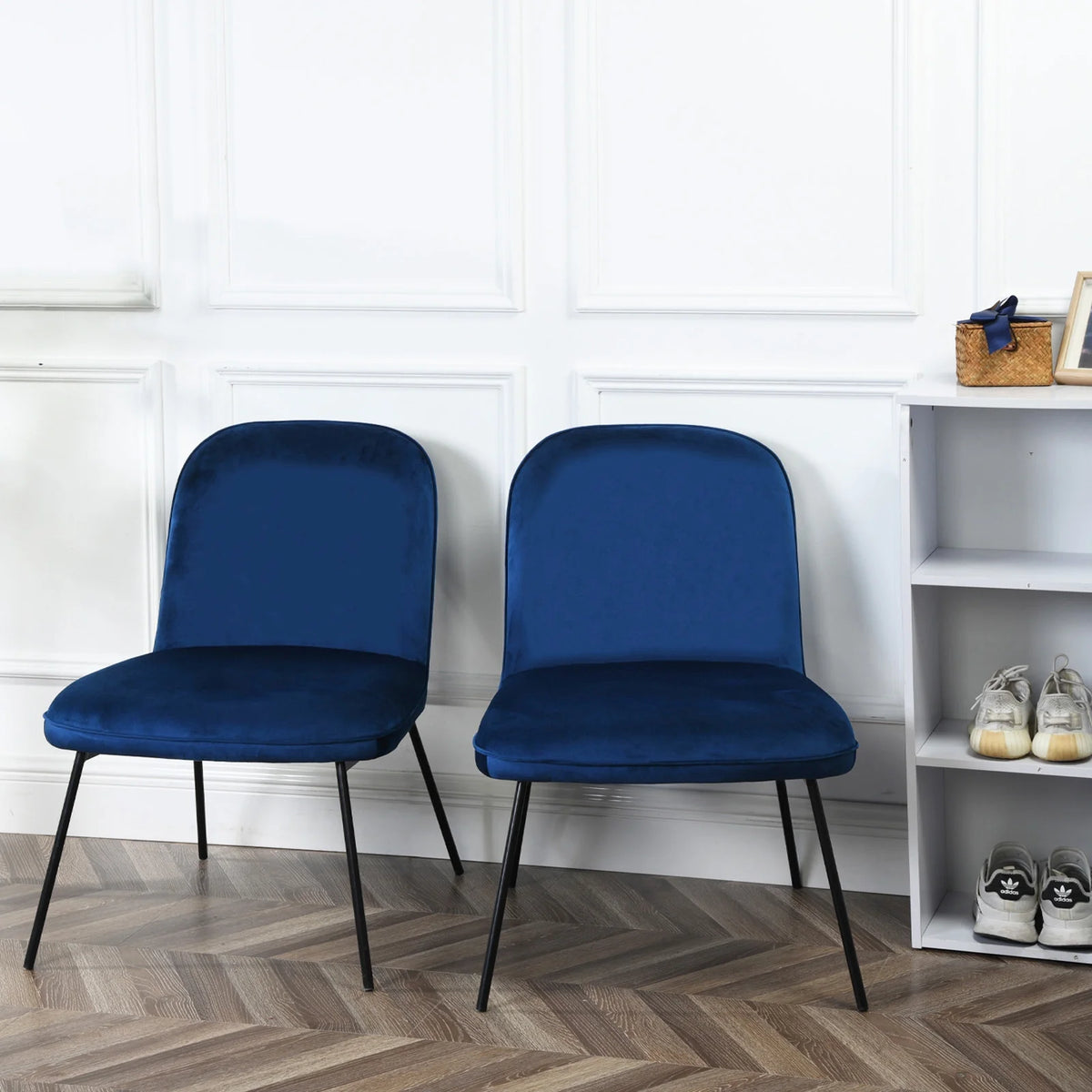 Velvet Accent Chair Set of 2 Navy Blue N716