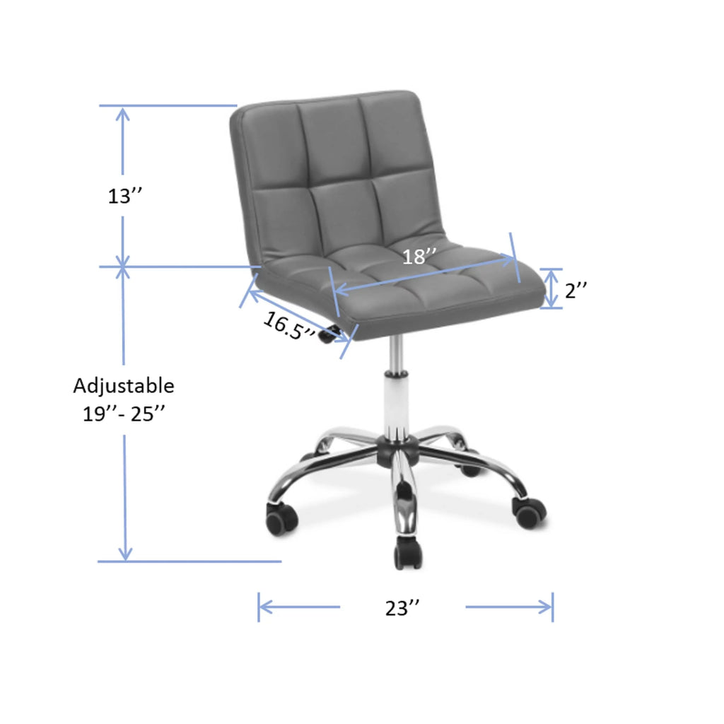 Red Adjustable Armless Tufted Desk Chair U960
