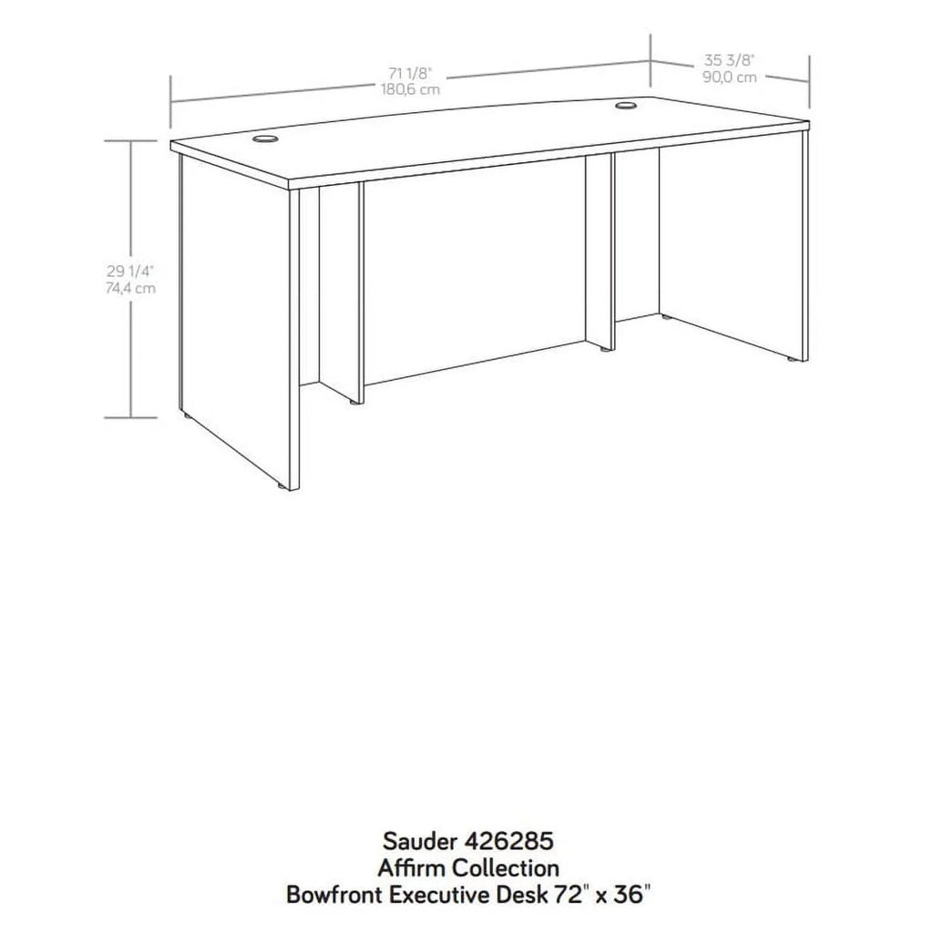 72" x 36" Bowfront Executive Desk in Classic Cherry U14213