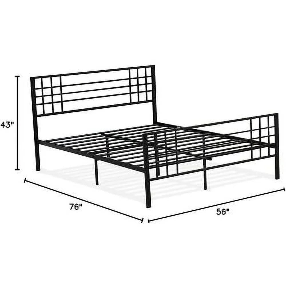 Black Bed Frame with 9 Metal Legs M2421