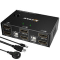 Dual Monitor KVM Switch HDMI 2 Port 4K@30Hz, USB HDMI Extended Display Switcher for 2 Computers Share 2 Monitors and 4 USB 2.0 Hub V4663