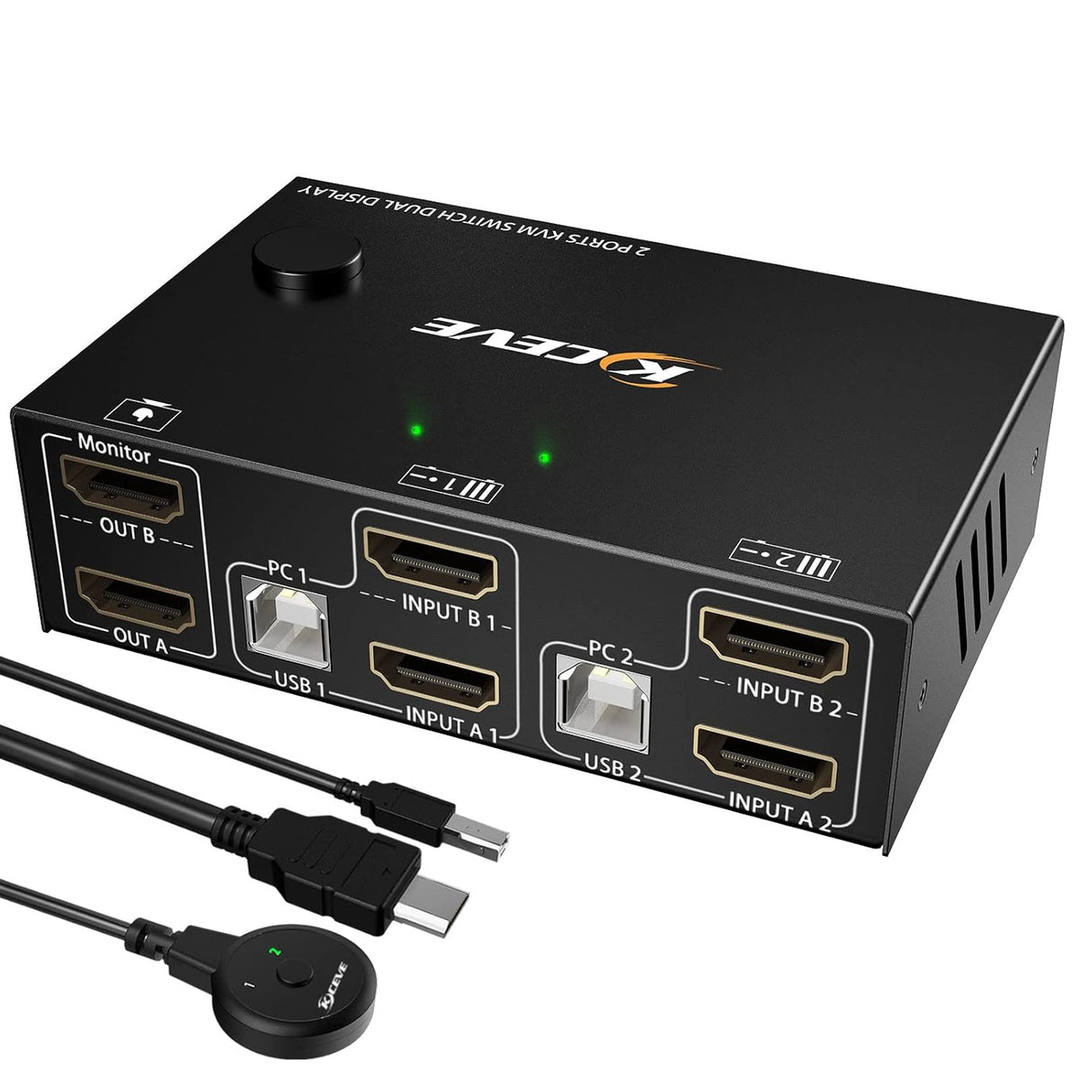 Dual Monitor KVM Switch HDMI 2 Port 4K@30Hz, USB HDMI Extended Display Switcher for 2 Computers Share 2 Monitors and 4 USB 2.0 Hub V4663