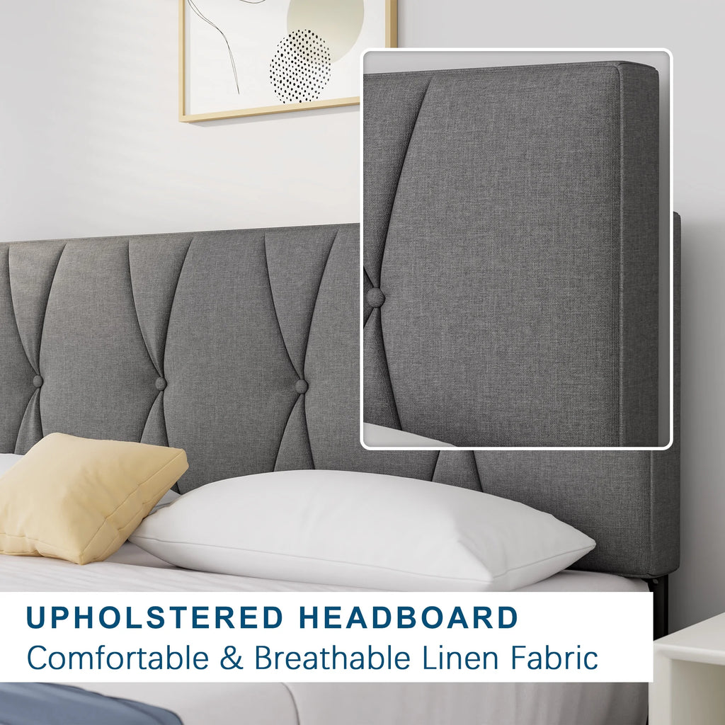 Full Size Platform Bed with Upholstered Headboard C7776