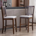 Wood Bar Stools Set of 2 Upholstered Counter Height Chairs Walnut I87543