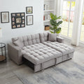 Queen Size L-Shaped Sleeper Sofa Bed with Storage Chaise N2646