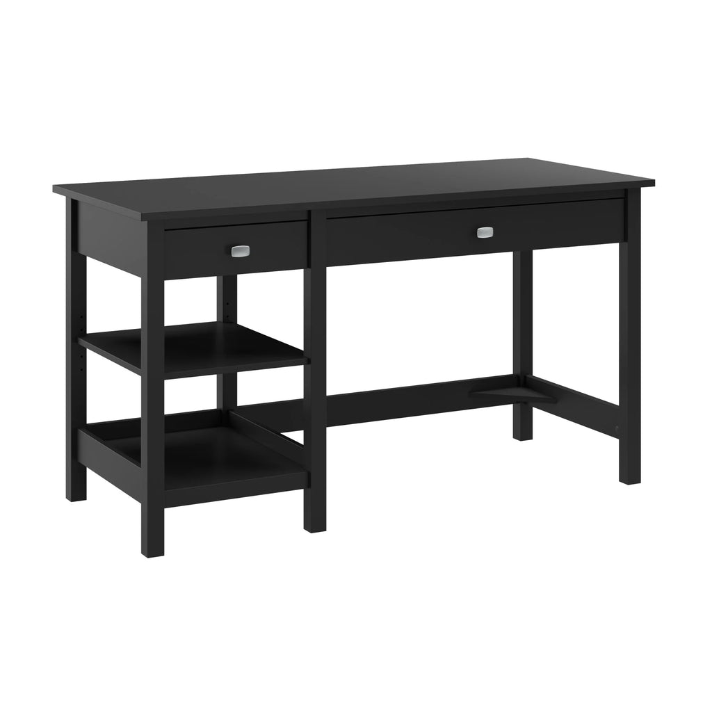 54W Computer Desk with Shelves in Classic Black Z72343