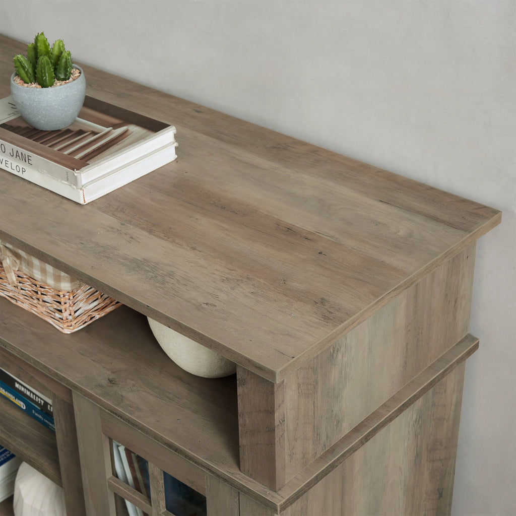 Gray Wash TV Stand with Storage and Cabinet J52062