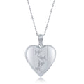 925 Sterling Silver Rhodium Plated Heart Locket Pendant Necklace B845