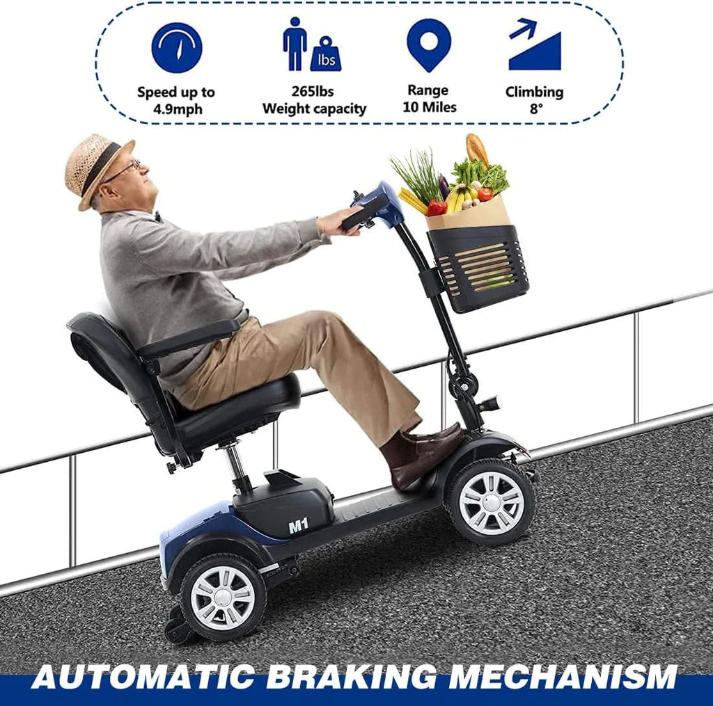 Blue Foldable 4 Wheel Mobility Scooter Z916478