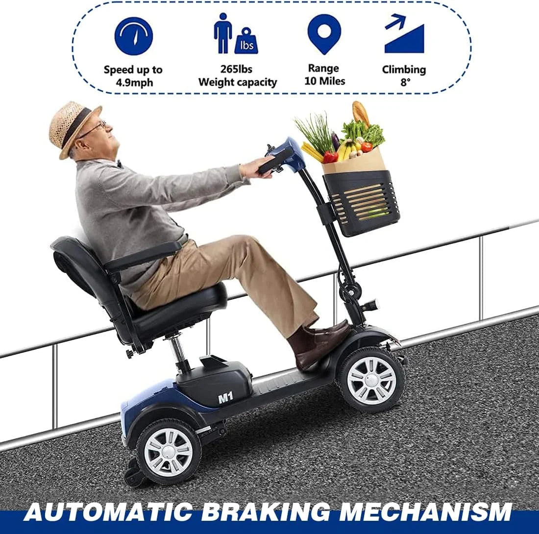Blue Foldable 4 Wheel Mobility Scooter Z916478