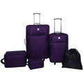 Purple Polyester Softside Luggage Set, 5 Piece Set V854735