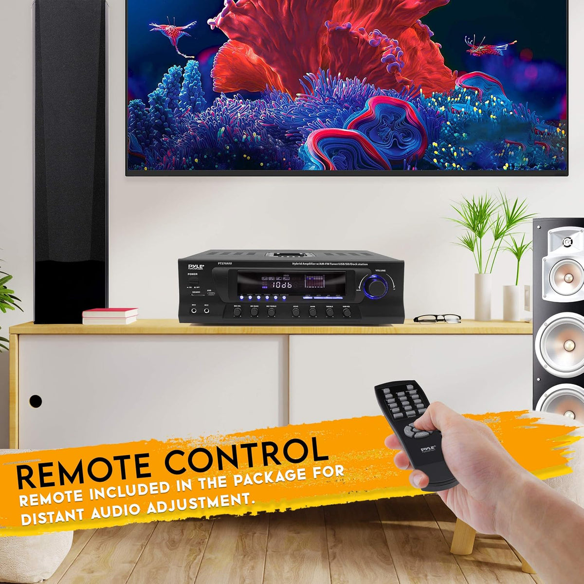 300W Digital Stereo Receiver System with AM/FM Tuner, USB/SD MP3 Player, Subwoofer Control, A/B Speaker, iPod/MP3 Input, Karaoke, Cable & Remote Sensor I623985