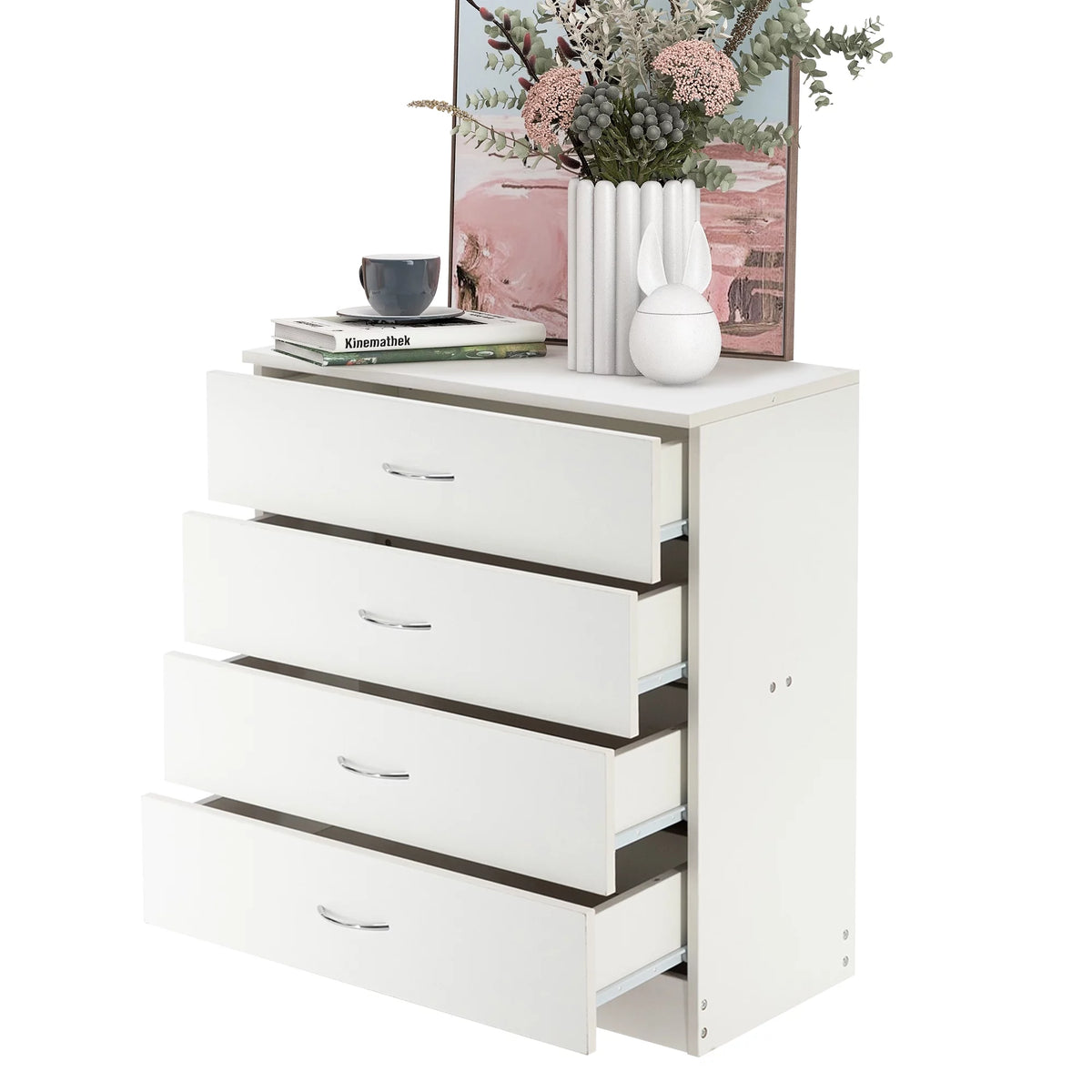 White 4 Drawer Wood Dresser E2929